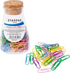 set gekleurde paperclips in een pot