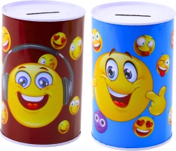 Metalen spaarpot Emoticons blauw en bruin