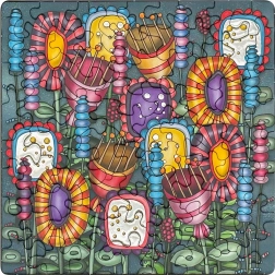 Vierkante puzzel CURIOSI Q Silver – kleurrijke bloemen, 72 stukjes