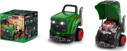 Groene mechanische kindertrekker met geluid, licht en stoomeffect