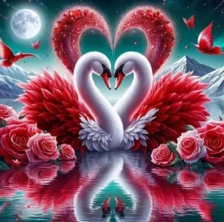 Diamond painting verliefde zwanen 30 × 40 cm