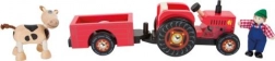 Houten trektraktor met boer en koe small foot