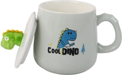 Keramische mok met dinosaurusmotief en deksel 350 ml