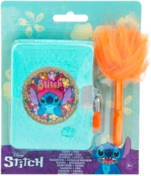 Pluchen Disney Stitch dagboek met slotje en pluizige pen