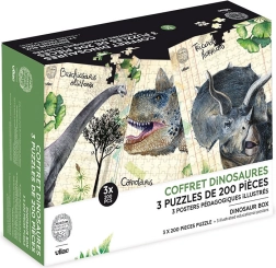Vilac set van drie puzzels met dinosaurussen