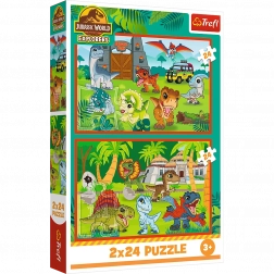 Puzzel 2x24 Kleine dinosaurussen Universal Jurassic World Trefl