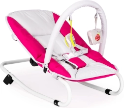 Opvouwbaar schommelwipstoeltje voor baby met speeltjes wit-roze
