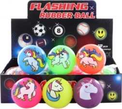 Rubberen lichtgevende eenhoornbal 5,5 cm