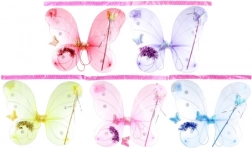 Vlindervleugels met glitters – set met diadeem en toverstokje