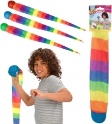 Bal met regenboogkleurige stoffen staart 100 cm op kaart