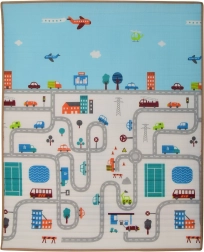 Humbi dubbelzijdige foam speelmat voor kinderen Straatjes en diertjes 150 × 180 × 2 cm