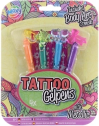 Metallic gel-tattoopennen met sjablonen, set van 4 stuks