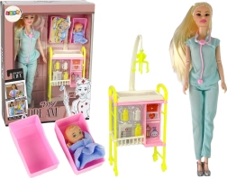 Dokterspop met lang haar en accessoires