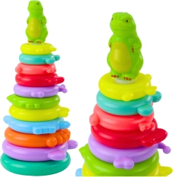 Educatieve stapelpiramide met dinosaurus, 12 delen en stickers