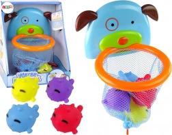 Bad speelgoed mini basketbal met hondje en rubberen visjes