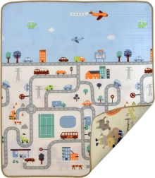 Humbi dubbelzijdige educatieve schuim speelmat straatjes en dieren 180 × 200 × 0,5 cm