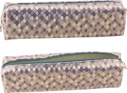 Stijlvolle pennenetui met zeeschubbenmotief - paars en goud