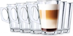 Latteglazen met oor 255 ml – set van 6 stuks