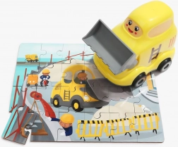 TOP BRIGHT houten puzzel met speelgoed – bulldozer, 24 stukjes