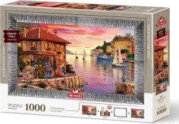 Puzzel met lijst en lijm Middellandse Zee haven 1000 stukjes