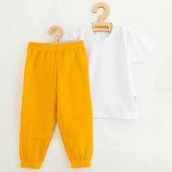 Kinderkatoenen set T-shirt en mousseline broek NEW BABY Kindergarten toffee 122 (6–7 jaar)