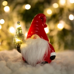 Kerst-LED-kerstman-elf met boompje - 1 stuk