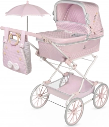 Opvouwbare poppenwagen met reiswieg en parasol Sophie 90 cm