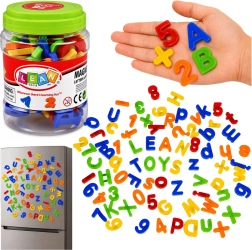 Magnetische letters, cijfers en wiskundige tekens in een pot – 79 onderdelen