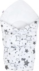 Klassieke vetersluiting wikkeldoek wit met grijze sterretjes NEW BABY