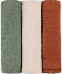 Petite&Mars set bamboe mousseline doeken Moussy botanic tones 68 × 68 cm (3 stuks)
