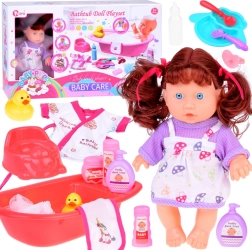 Interactieve pratende babypop met badje en badaccessoires