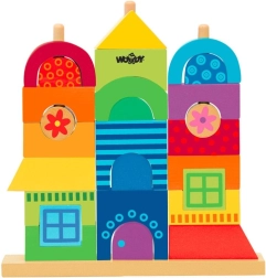 Kleurrijk houten stapelspeelgoed - Mijn huis