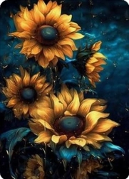 Diamantschilderen zonnebloemen in de nacht 30 × 40 cm