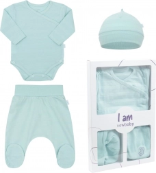 3-delige babyset voor de kraamkliniek New Baby I AM blauw, maat 56 (0–3 m)