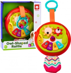 Interactieve hangende uil met bewegende elementen en pianootje