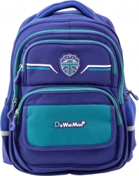 Schoolkinderrugzak met borstriem in donkerblauw en groen