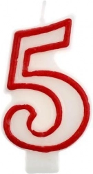 Taartkaars nummer 5 met rode contour GODAN