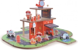 Houten brandweerkazerne 2-in-1 – kazerne en auto