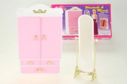 Kledingkast en spiegel voor poppen Glorie