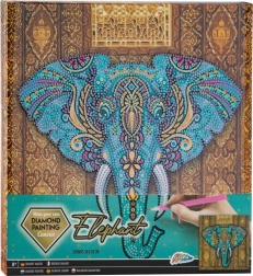 Diamond painting op frame olifant 30 × 30 cm