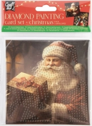 Diamond painting – kerstkaarten Santa en rendier 13 × 13 cm