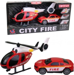 Helikopter met brandweerwagen