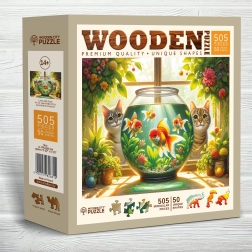 Houten puzzel Katten en visjes 505 stukjes