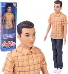 Anlily pop jongen brunet Paulo in geruit overhemd en donkere broek