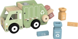 2Kids Toys houten vuilniswagen voor recycling met containers