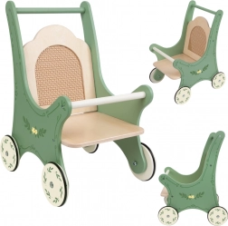 Houten vintage kinderwagen voor poppen