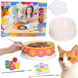Creatieve set kattenvoerbak om te schilderen, DIY 6-delig