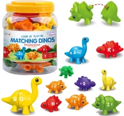 WOOPIE set Montessori figuren dinosaurussen om te stapelen met het leren van kleuren en letters Dopasuj Literki 13 stuks