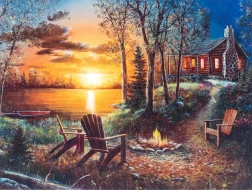 Diamond painting – huis aan het meer 30 × 40 cm