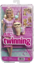 Barbie dubbele outfit met strik – pop met hondje